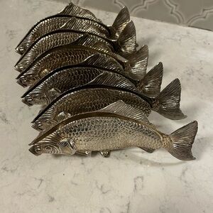 Vintage Italian Silver Fish Napkin Holders - Set of 6
